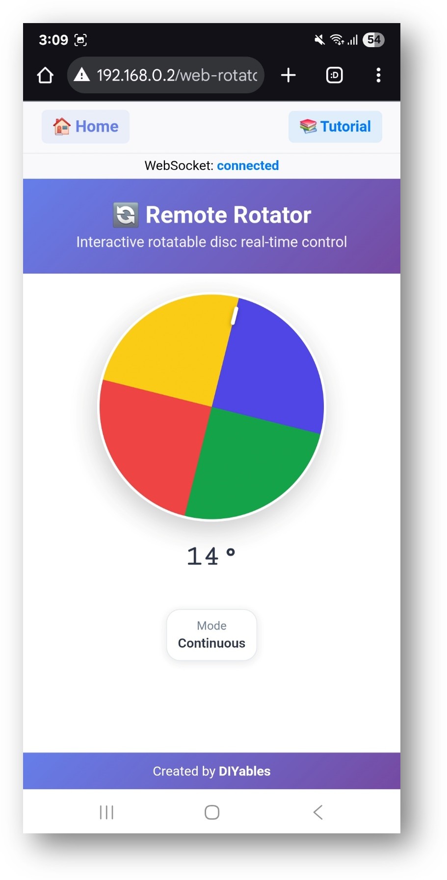Arduino Nano ESP32 DIYables WebApp application Web Rotator