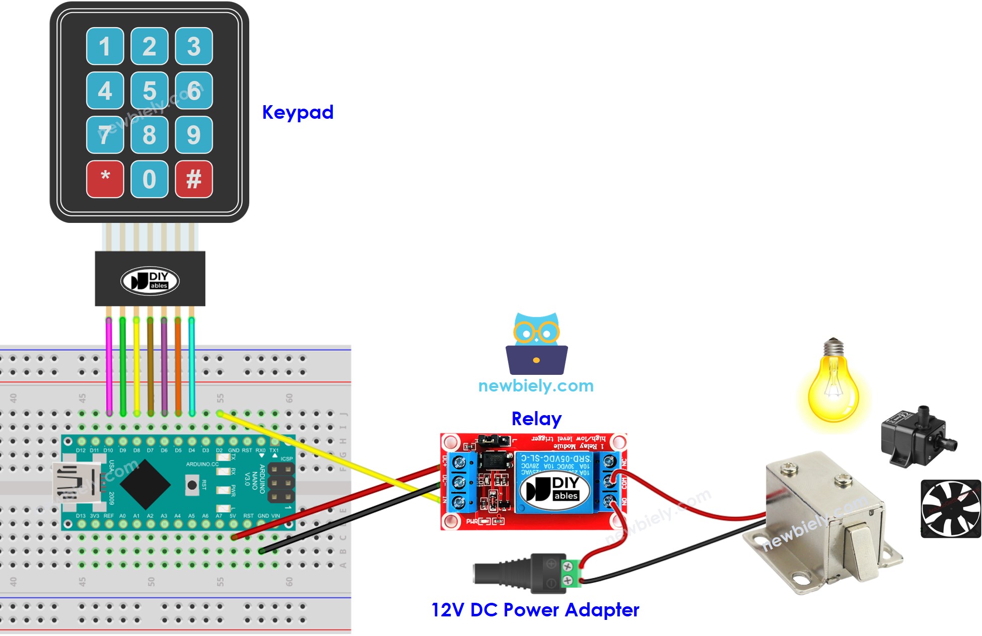 Schéma de câblage du relais à clavier Arduino Nano