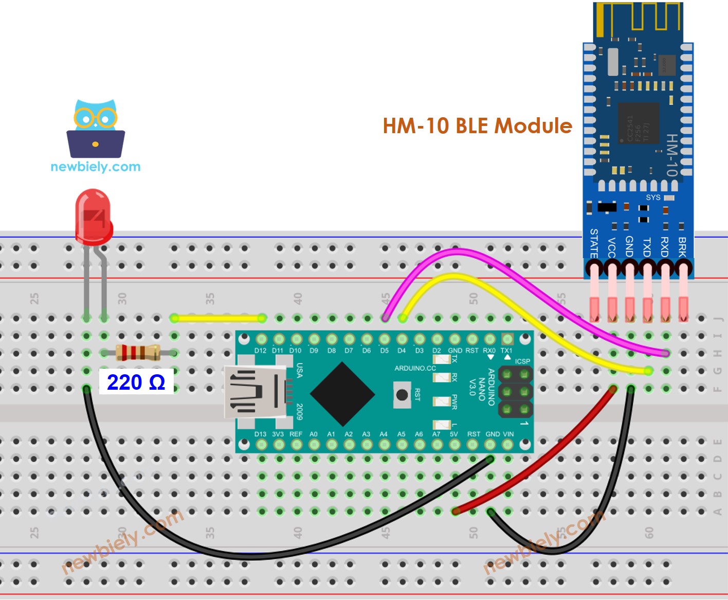 Schéma de câblage Arduino Nano LED BLE