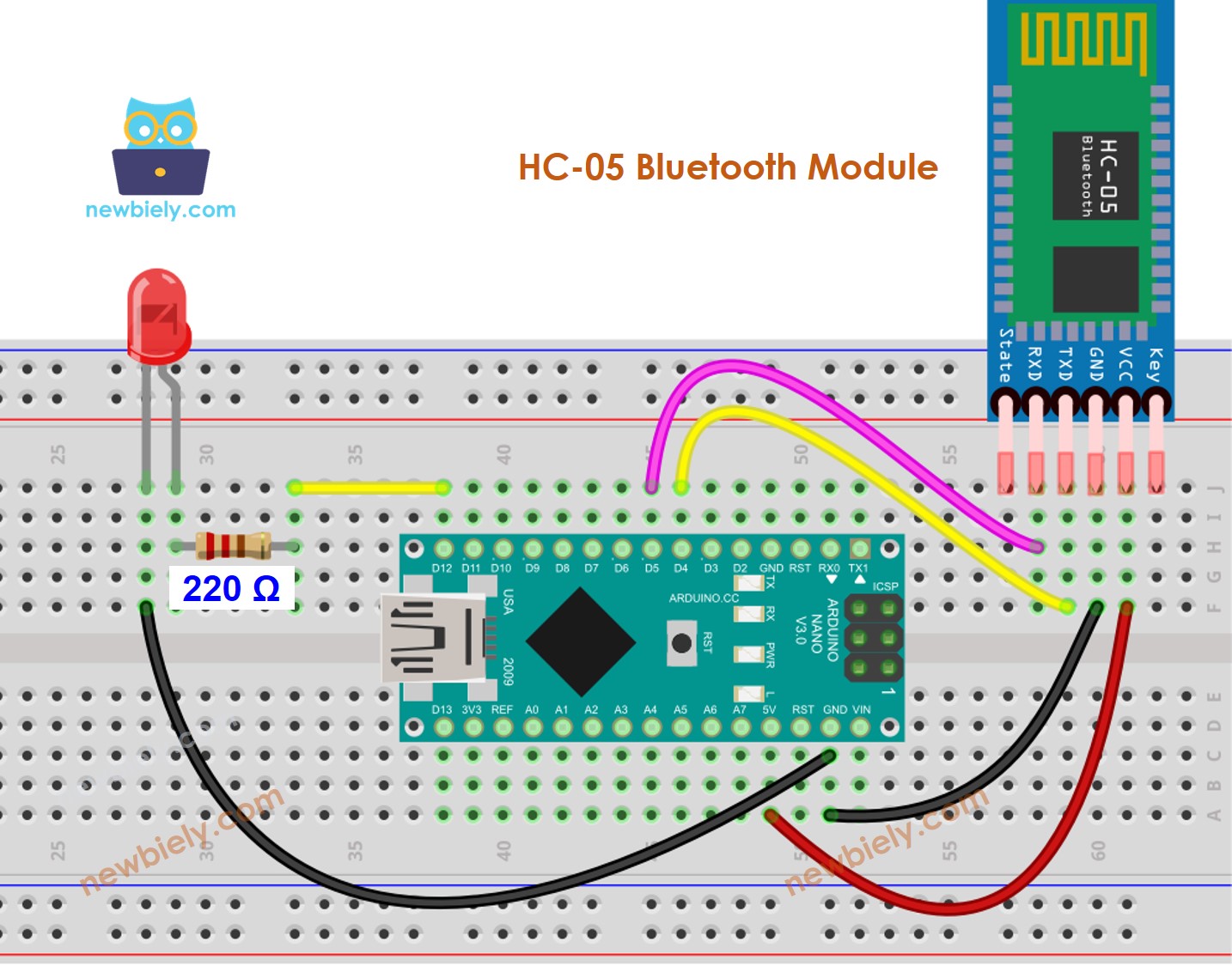 Schéma de câblage Arduino Nano LED Bluetooth