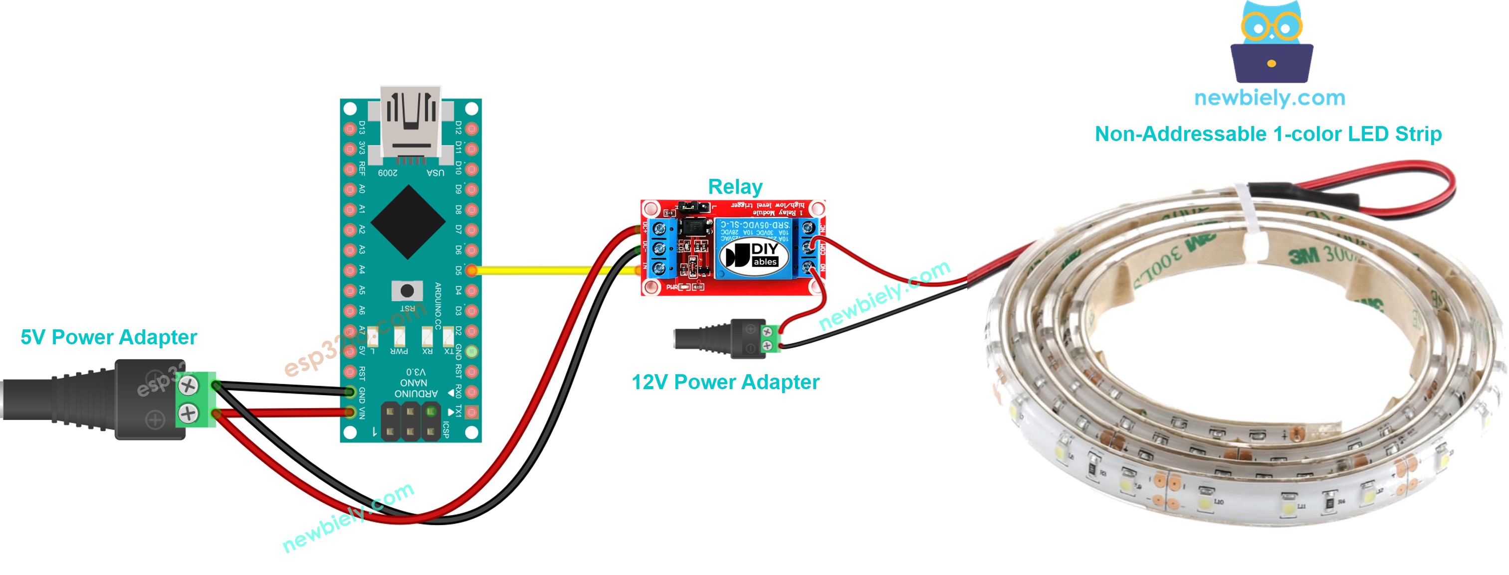 Schéma de câblage de bande LED 12V Arduino Nano