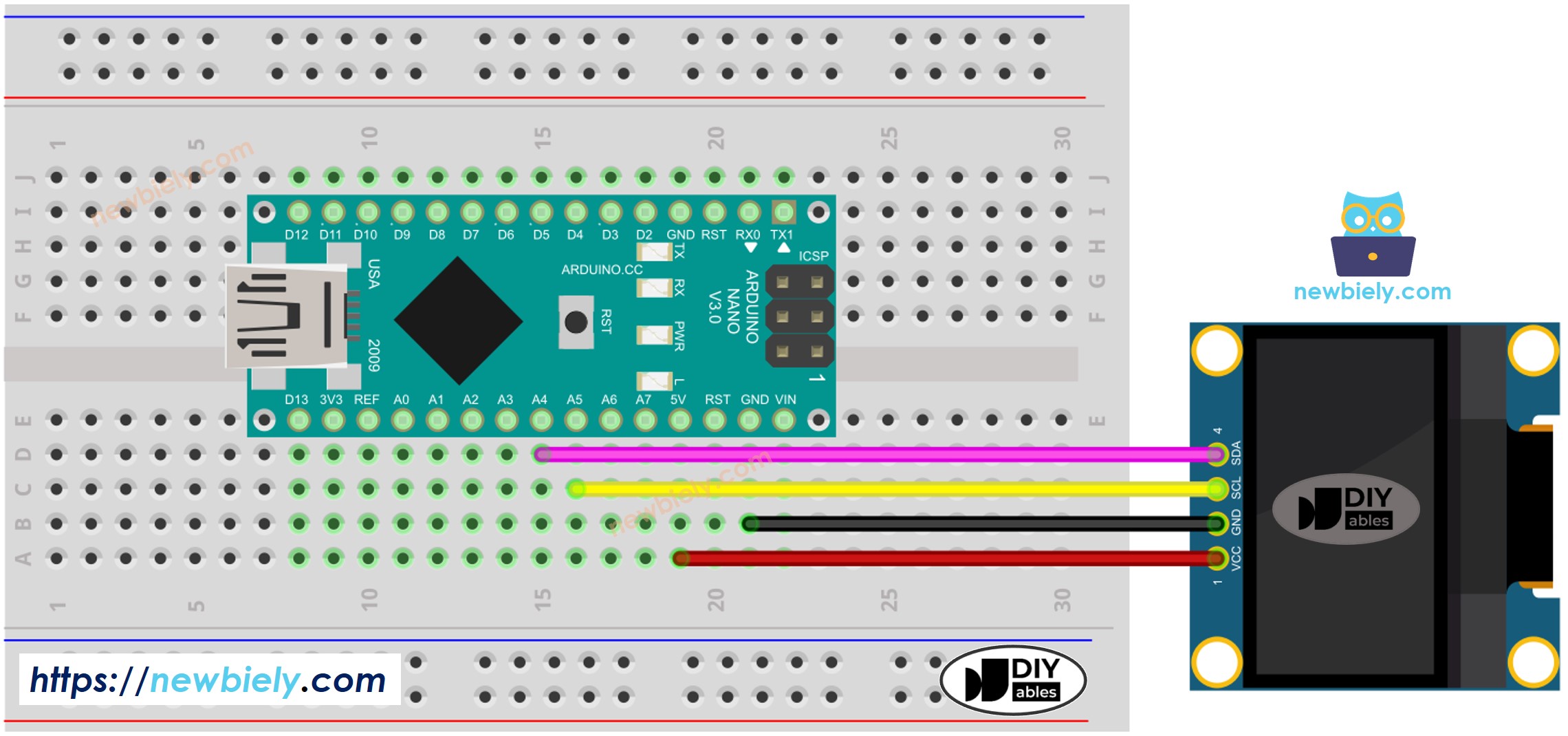 Schéma de câblage OLED Arduino Nano