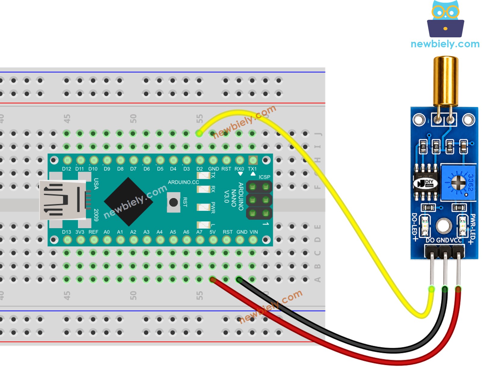 Arduino Nano SW520D Tilt Sensor Wiring Diagram