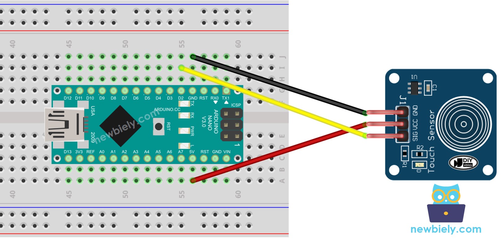Schéma de câblage du capteur tactile Arduino Nano