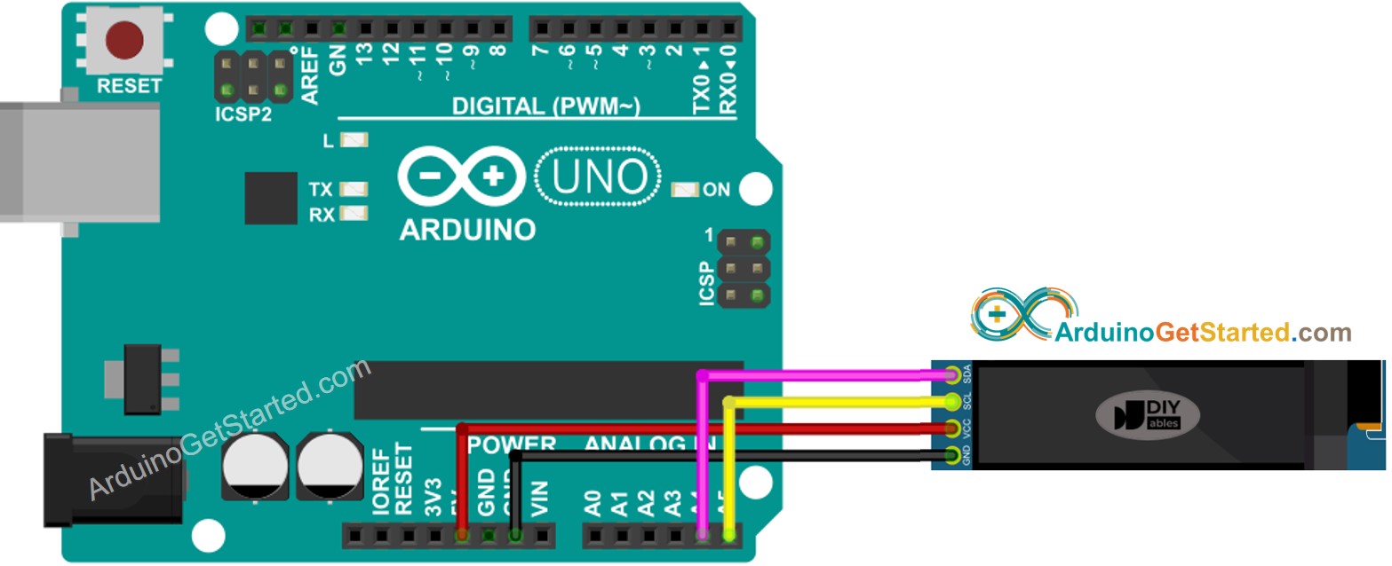 Schéma de câblage Arduino OLED 128x32
