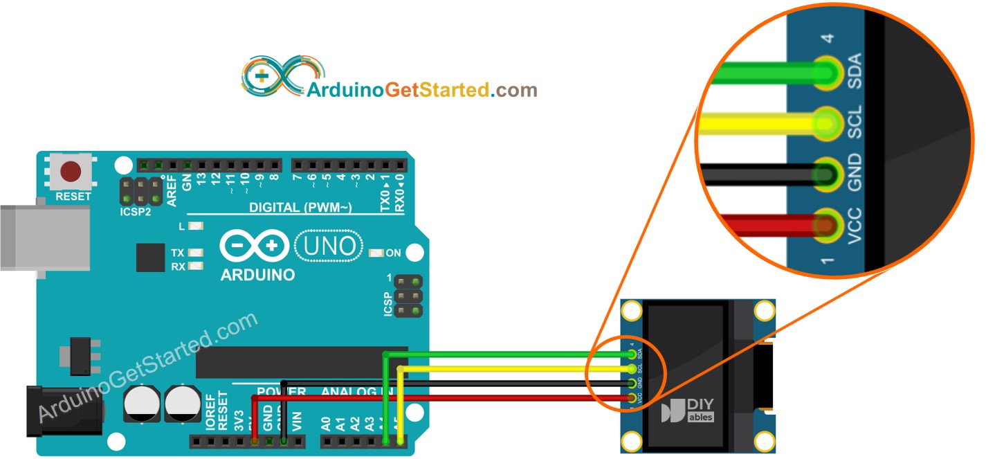 Schéma de câblage OLED 128x64 Arduino