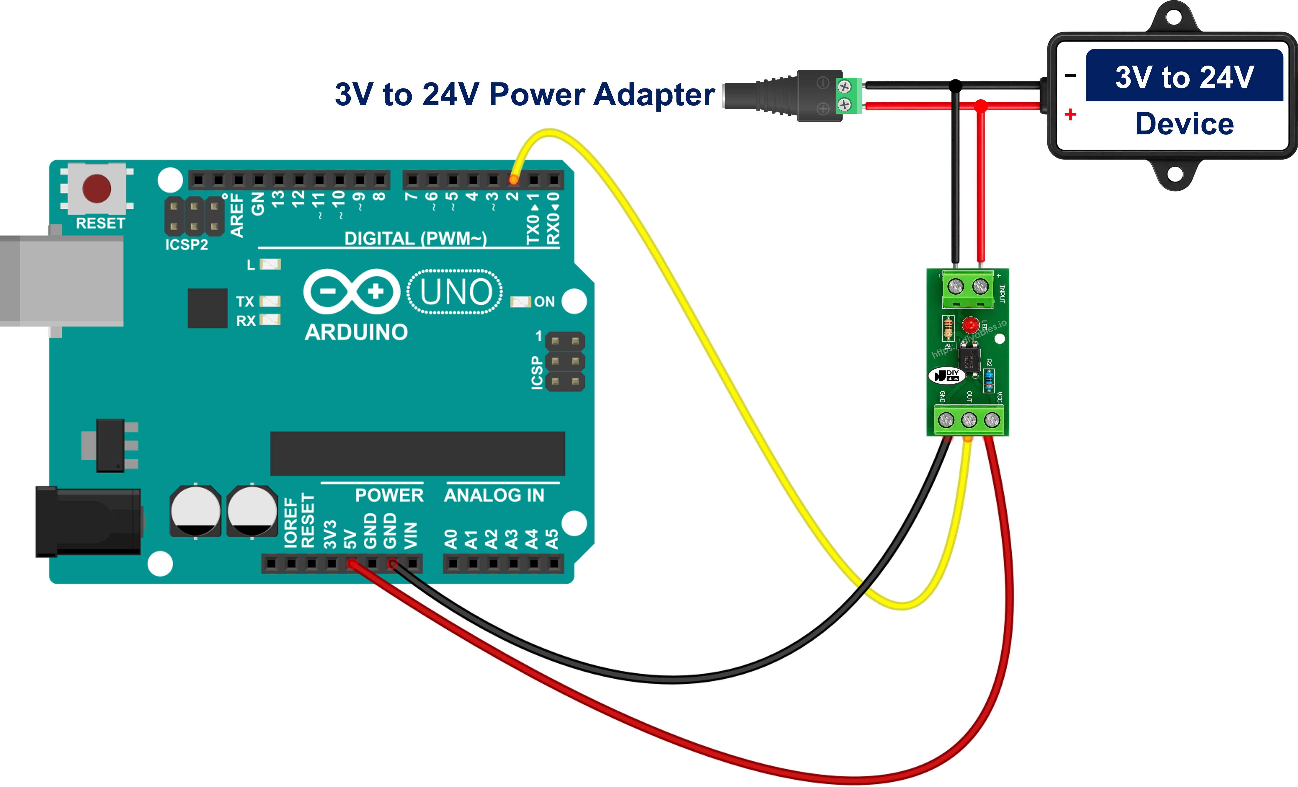 Schéma de câblage Arduino module d'isolation à optocoupleur PC817
