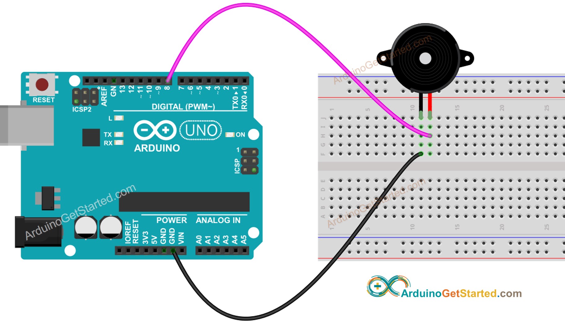 Schéma de câblage du buzzer Arduino