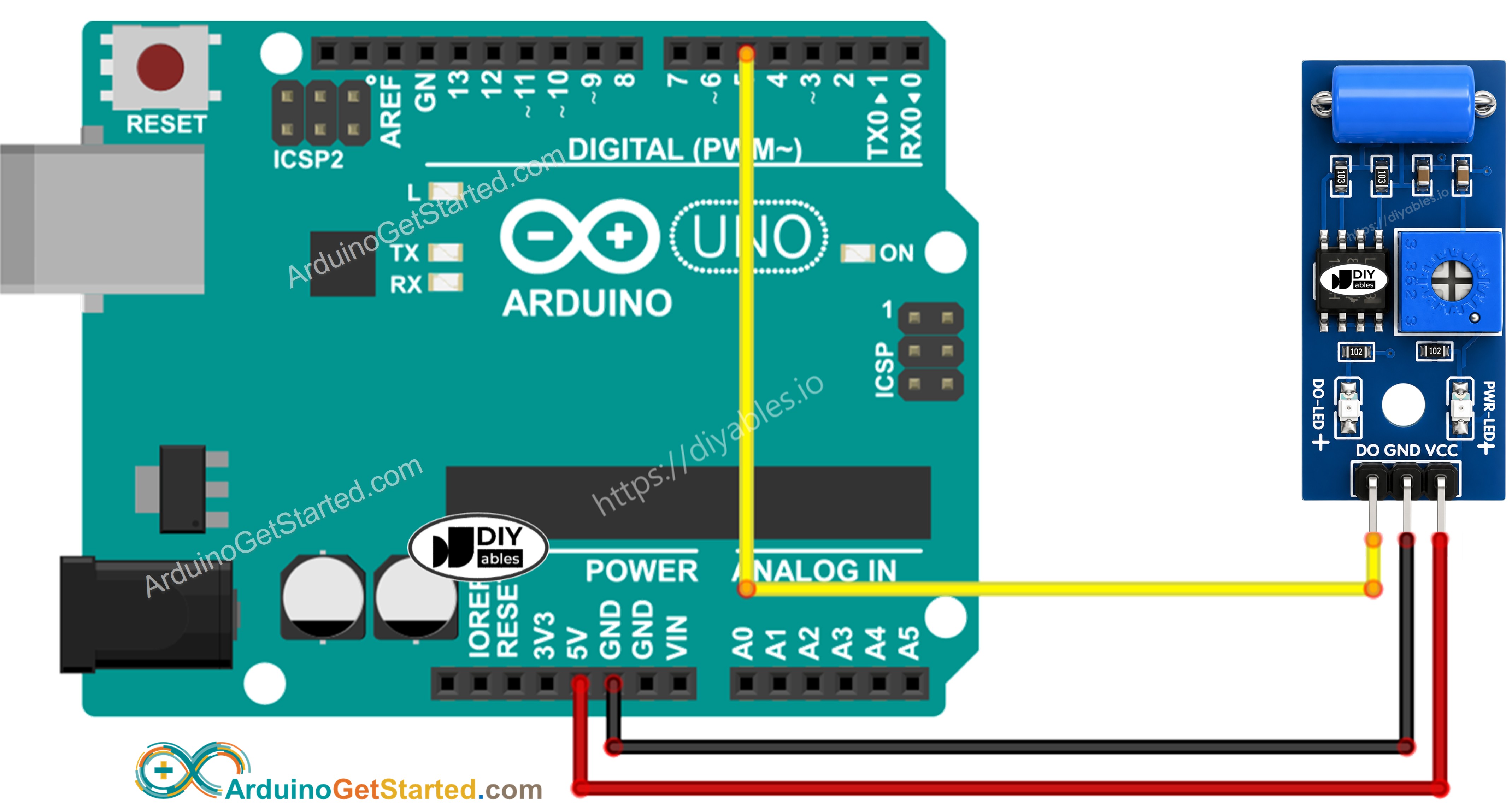 Schéma de Câblage Arduino Capteur de Vibration SW-420