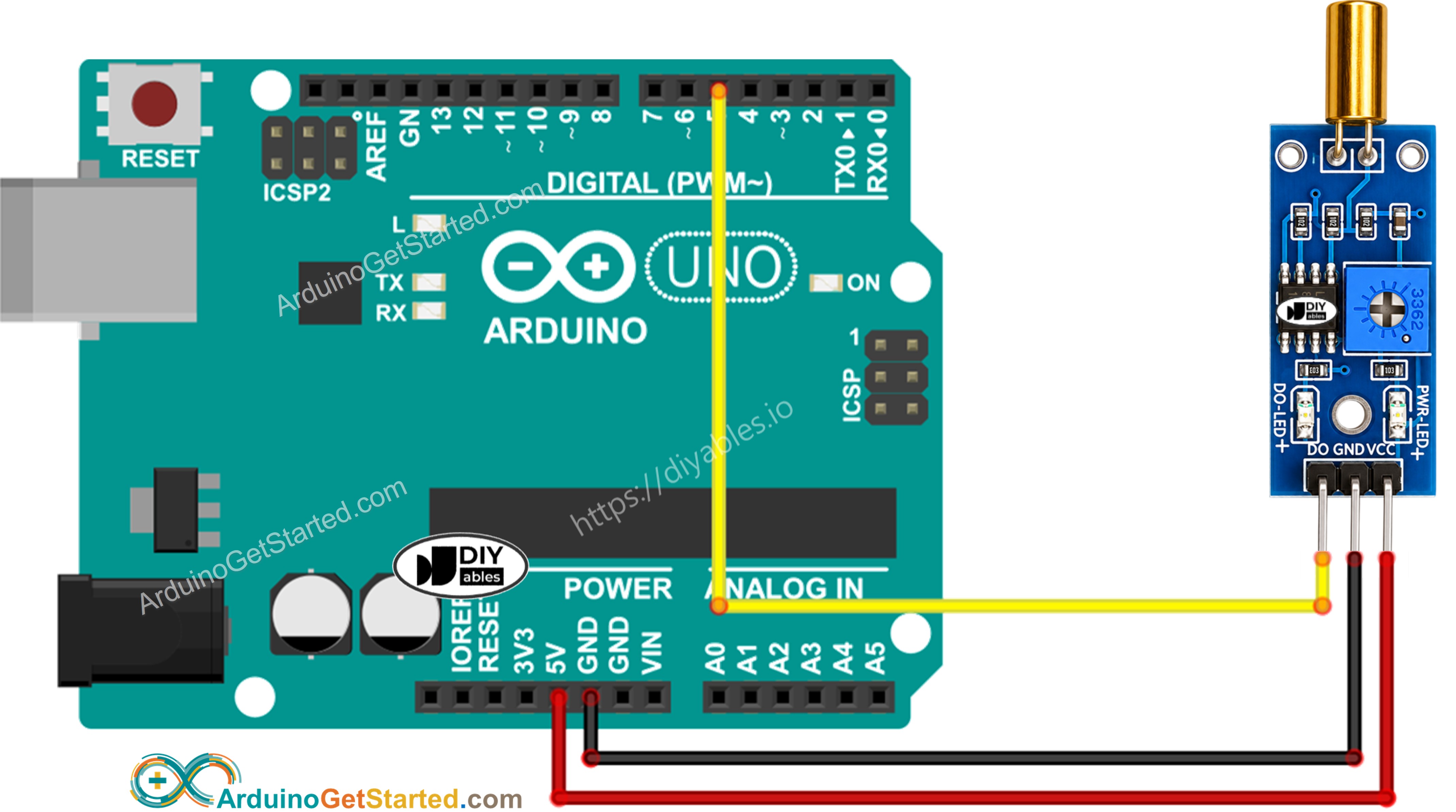 Arduino SW520D Tilt Sensor Wiring Diagram