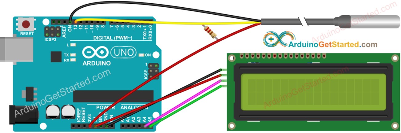 Schéma de câblage LCD du capteur de température Arduino