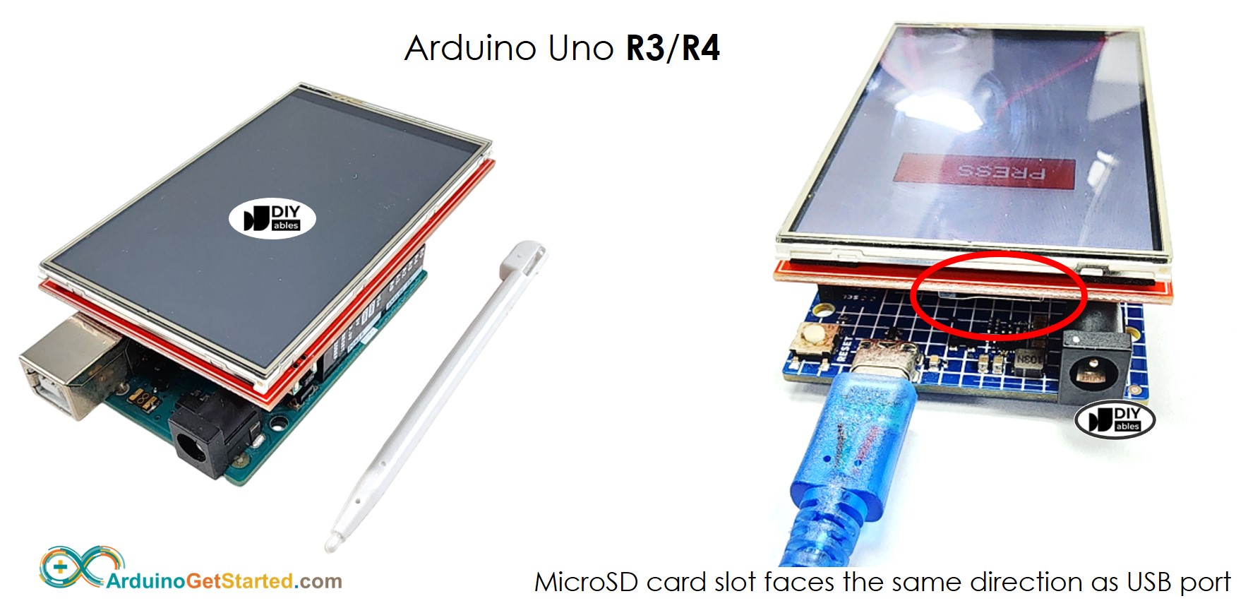 Schéma de câblage Arduino pour écran LCD TFT tactile