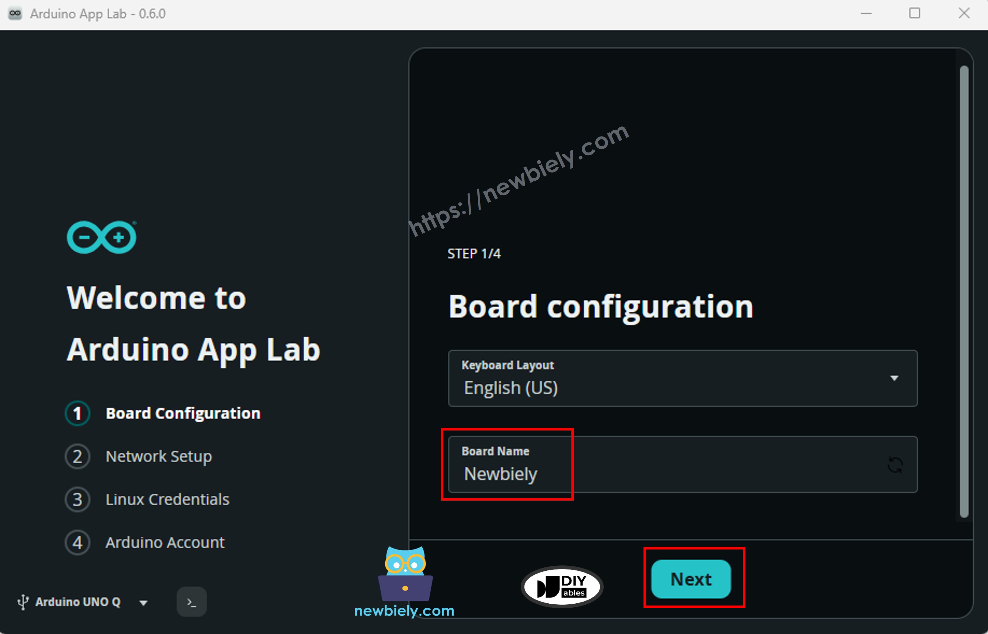 Arduino App Lab - Configuration du Nom de Carte