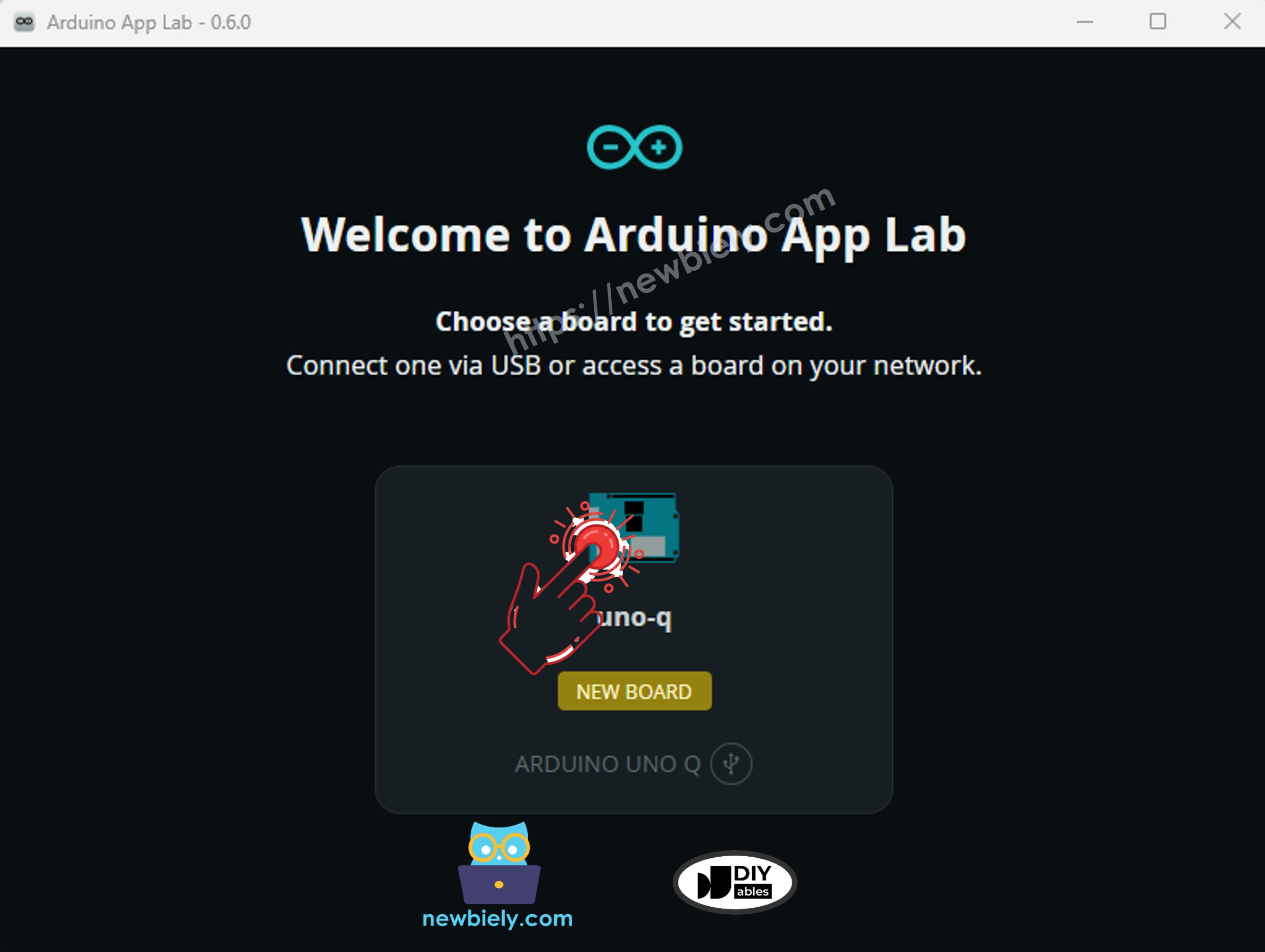 Arduino App Lab - Cliquer sur la Carte