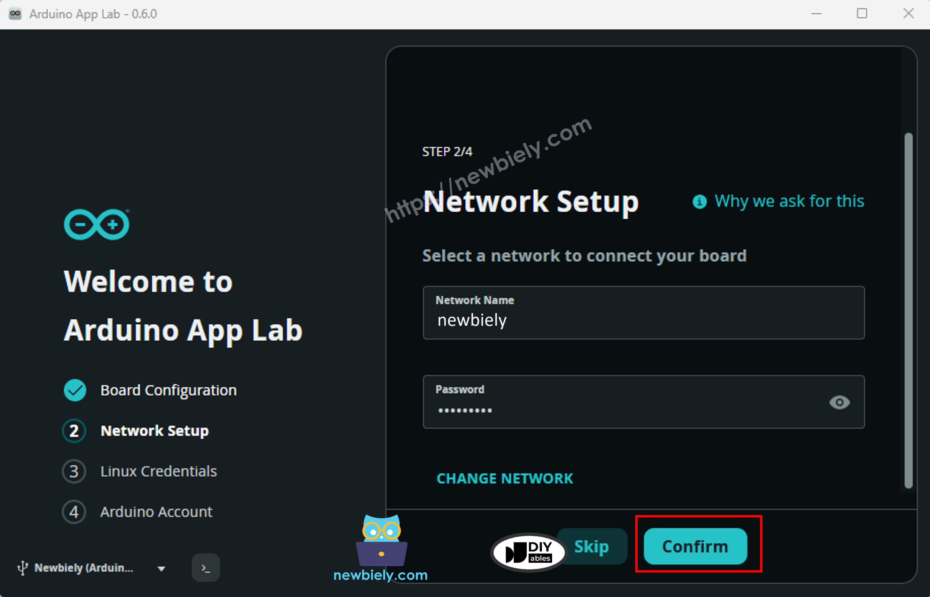 Arduino App Lab - Identifiants Wi-Fi