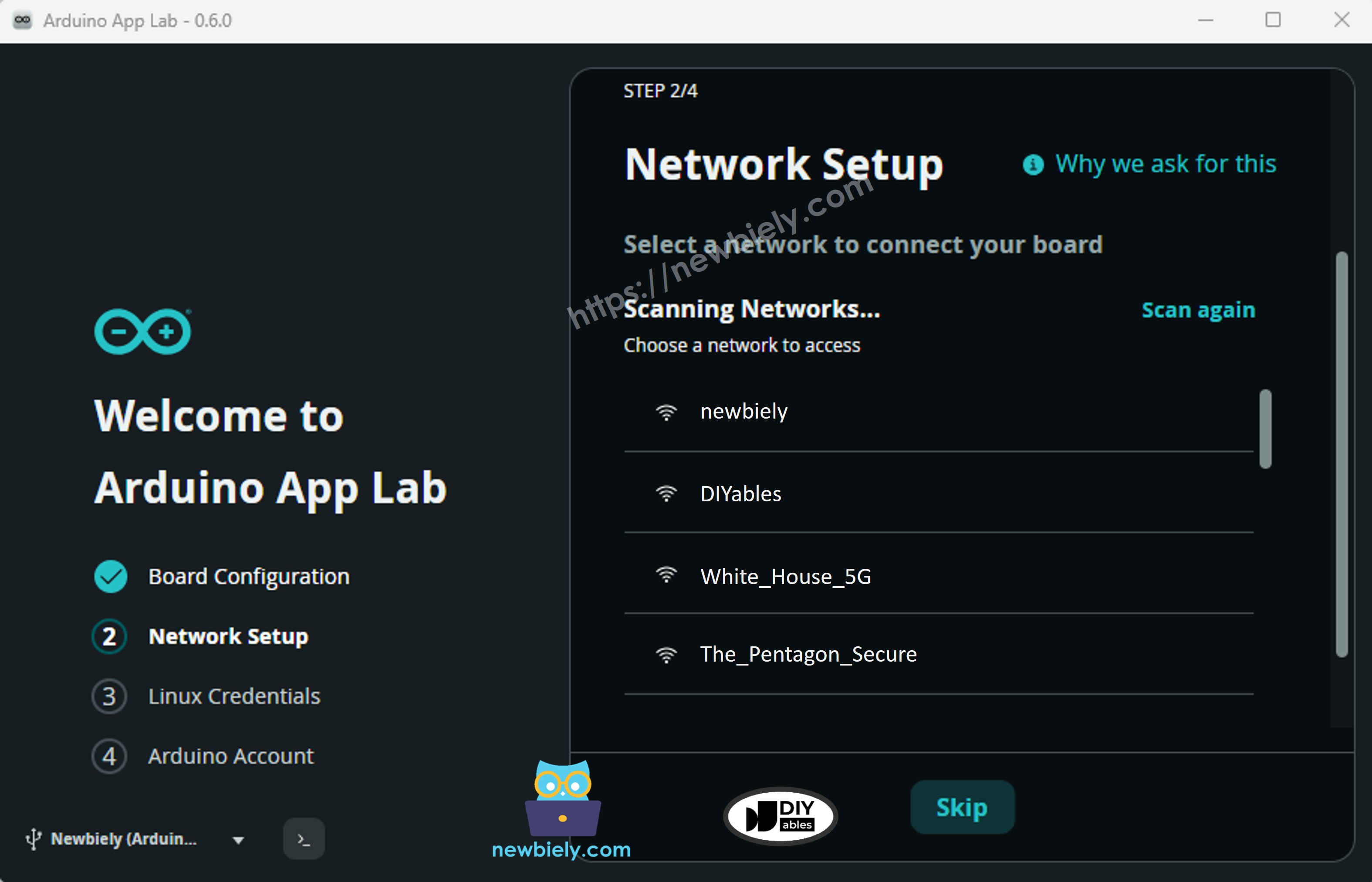 Arduino App Lab - Recherche de Réseau Wi-Fi