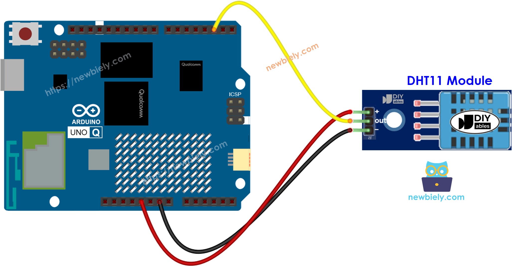 Schéma de câblage Arduino UNO Q Module DHT11