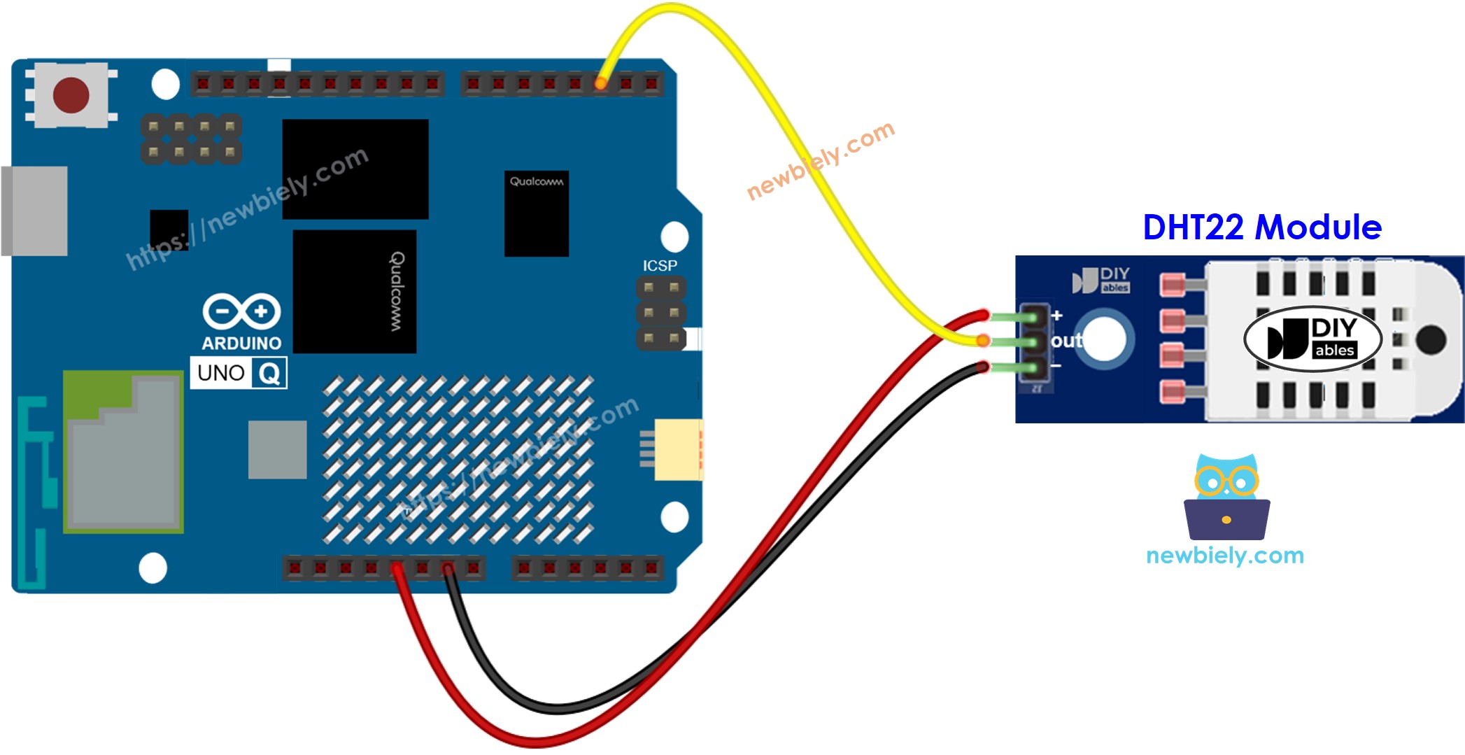 Schéma de câblage Arduino UNO Q Module DHT22