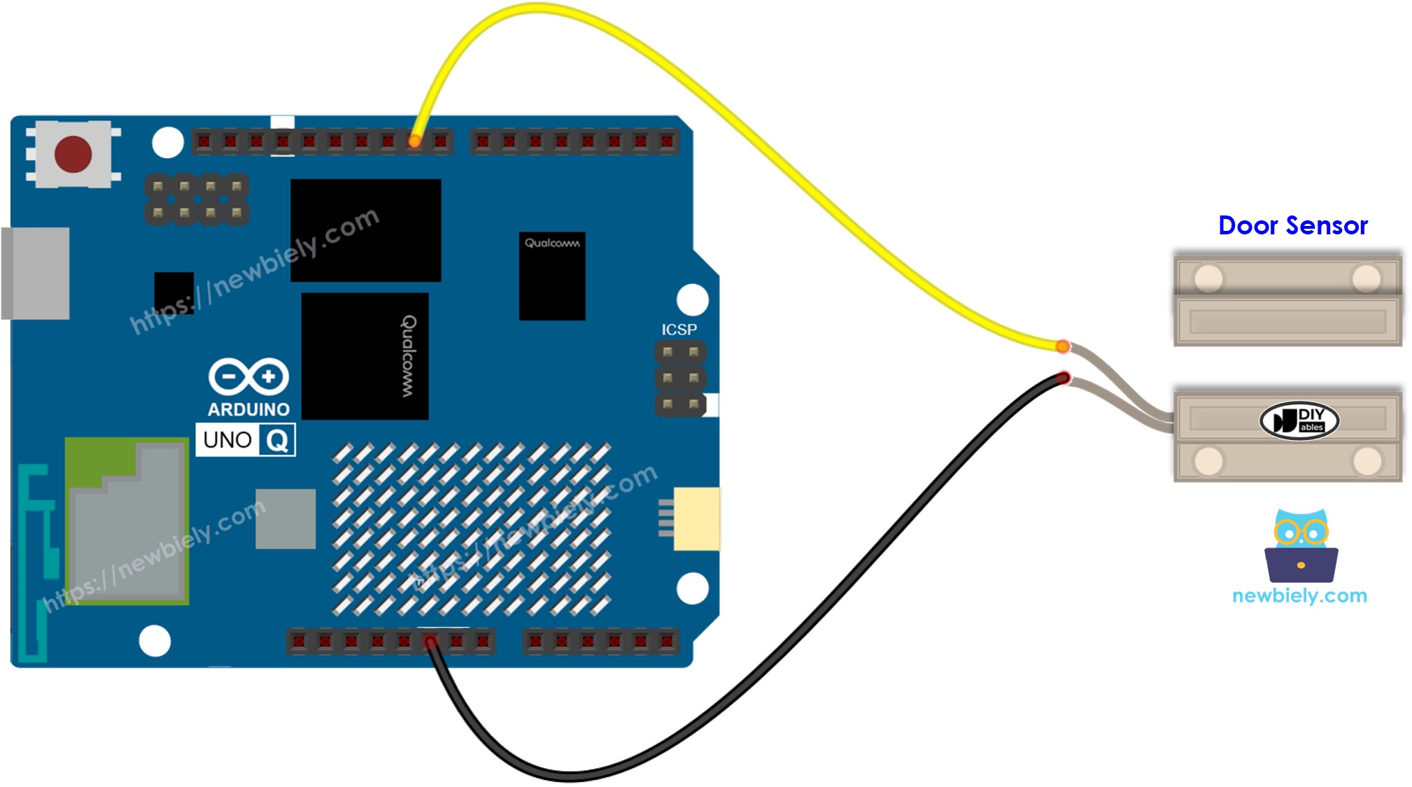Schéma de Câblage Arduino UNO Q Capteur de Porte