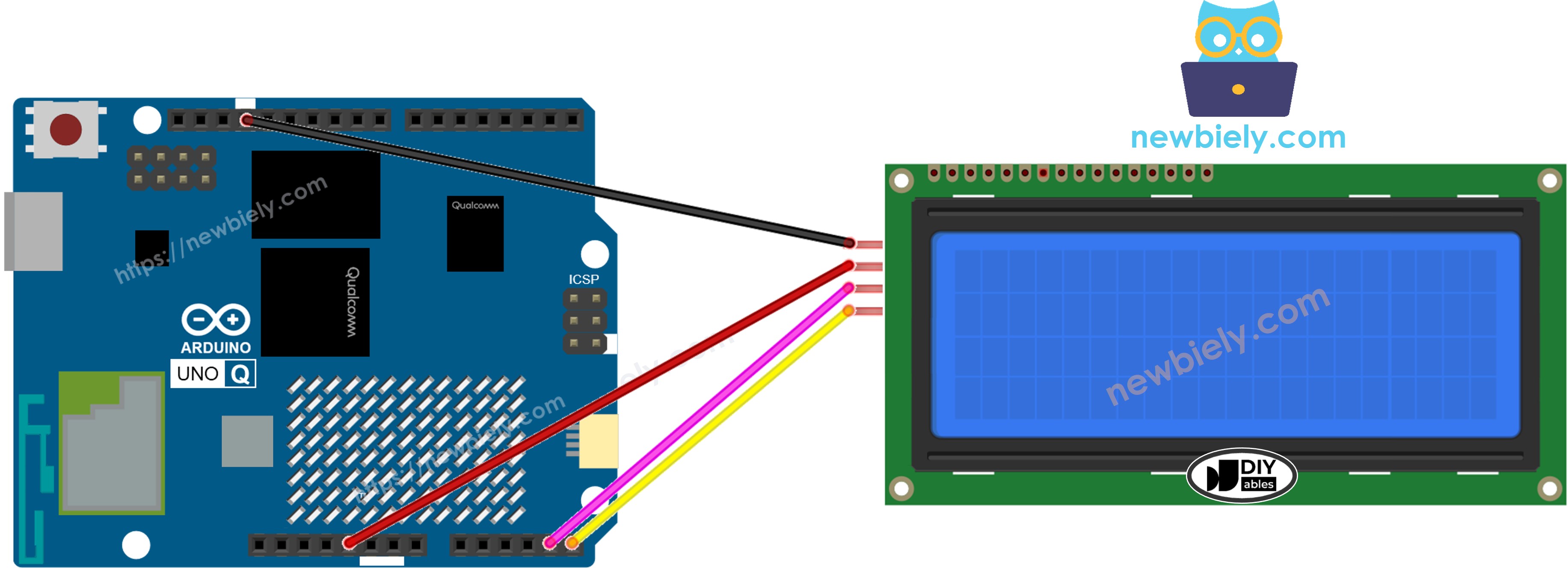 Schéma de Câblage Arduino UNO Q LCD 20x4