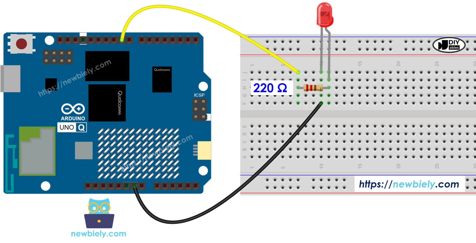 Schéma de Câblage Arduino UNO Q LED en Fondu