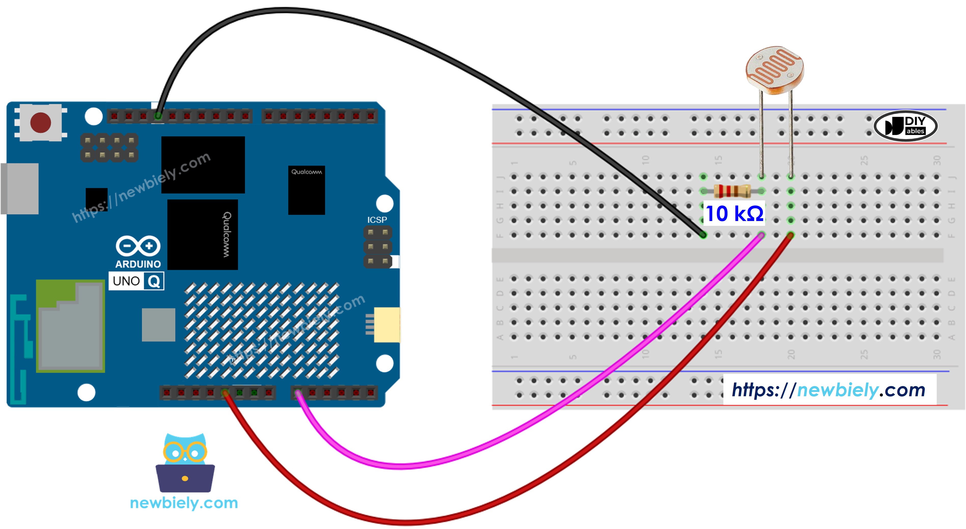 Schéma de Câblage Arduino UNO Q Capteur de Lumière