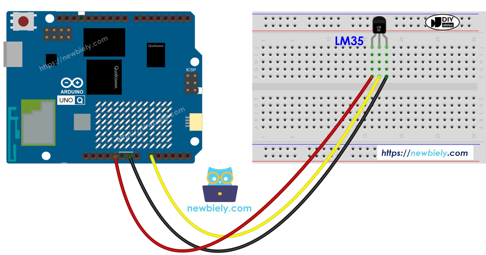 Schéma de Câblage Arduino UNO Q Capteur de Température LM35