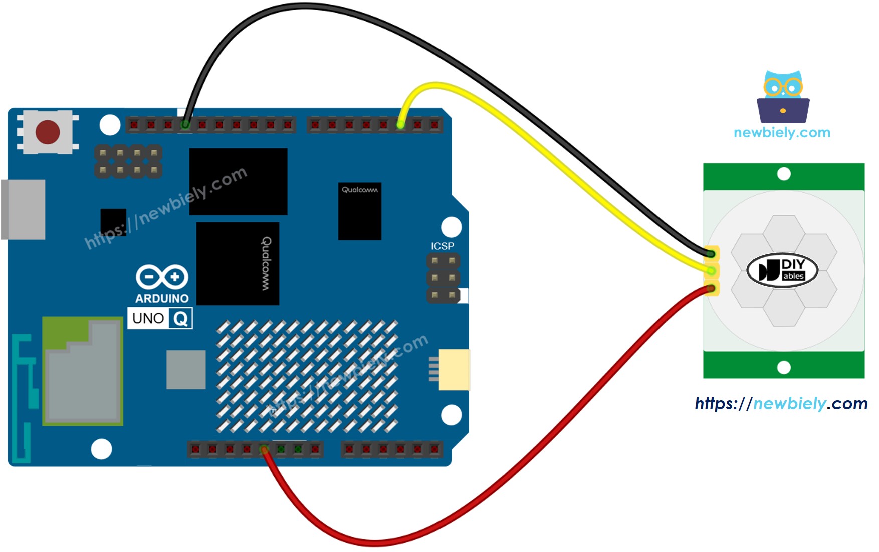 Schéma de Câblage Capteur de Mouvement Arduino UNO Q