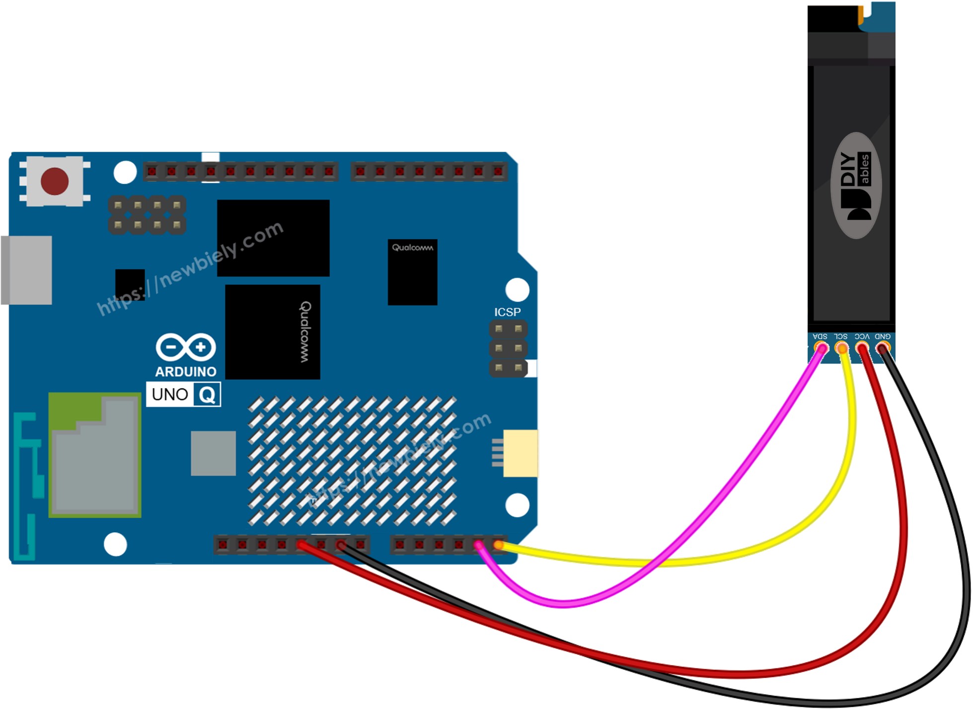 Schéma de Câblage OLED 128x32 Arduino UNO Q