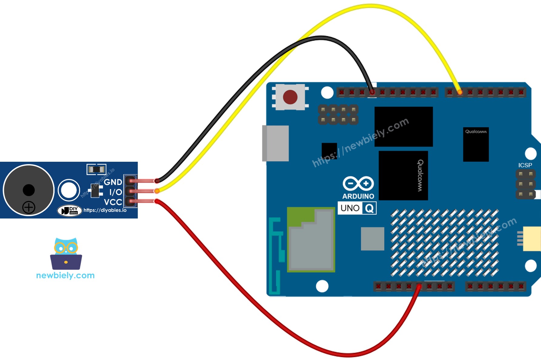 Schéma de Câblage du Module Buzzer Piézoélectrique Arduino UNO Q
