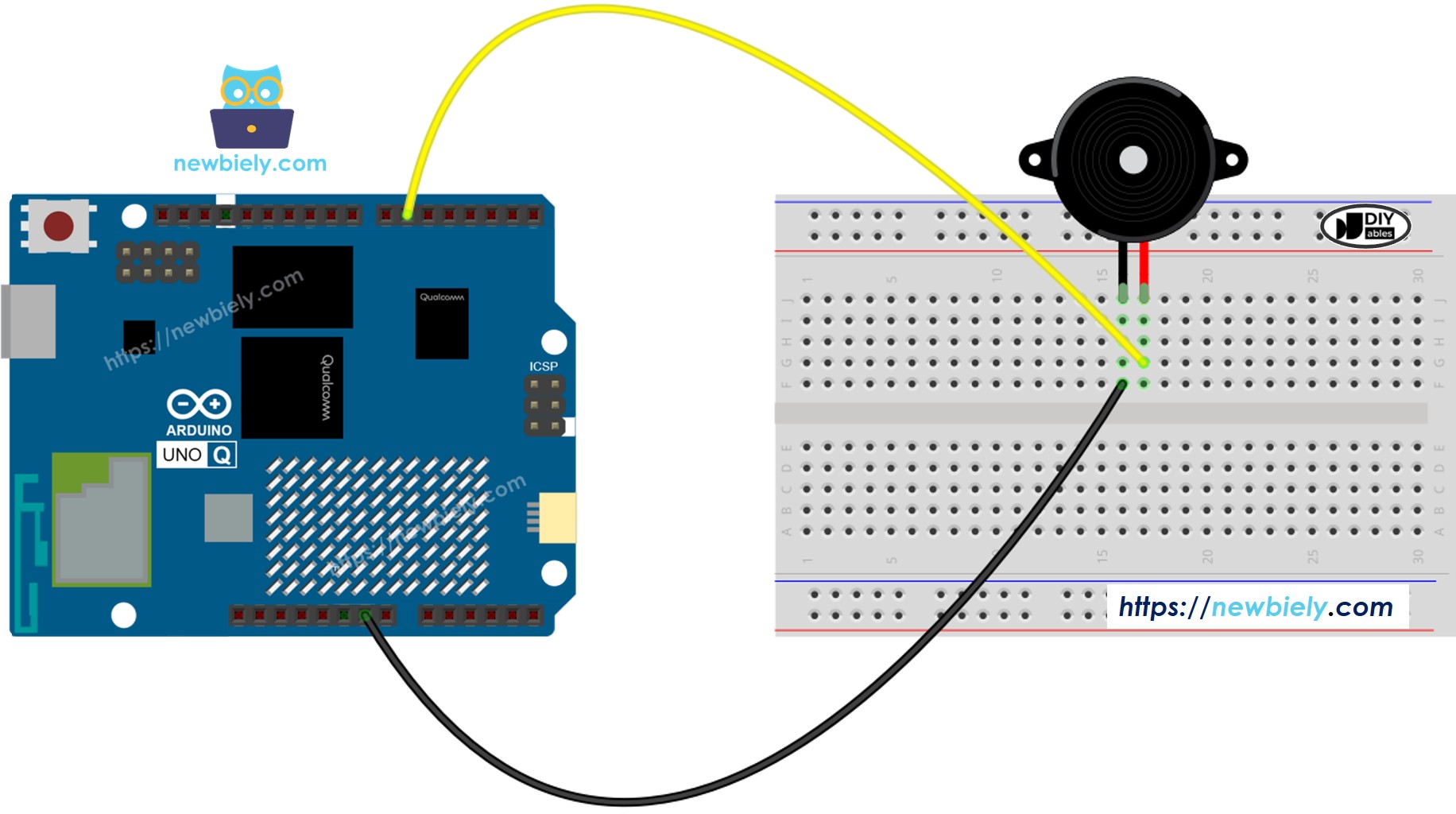 Schéma de Câblage du Buzzer Piézoélectrique Arduino UNO Q