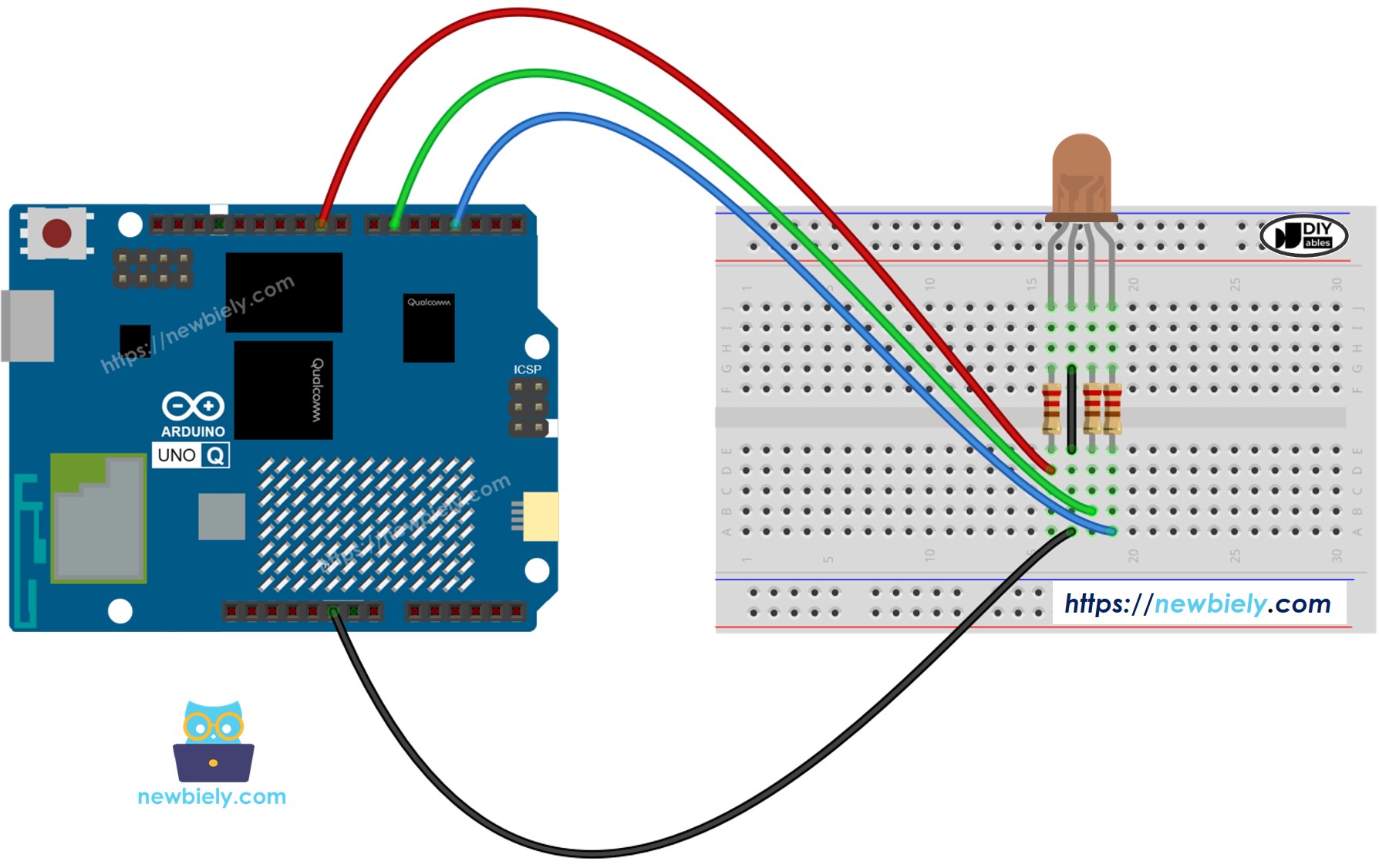 Schéma de Câblage LED RGB Arduino UNO Q