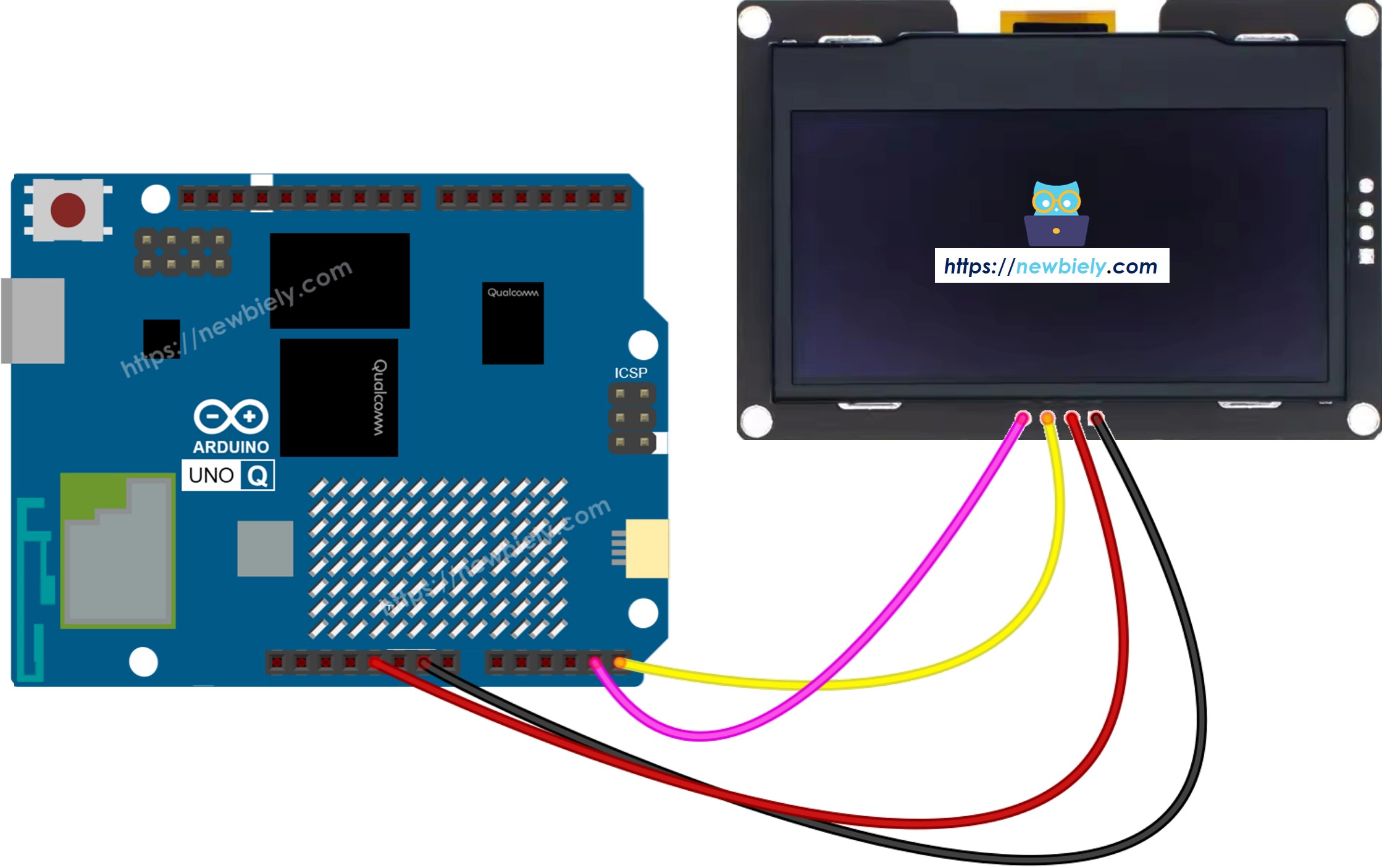 Schéma de Câblage Arduino UNO Q SSD1309 OLED