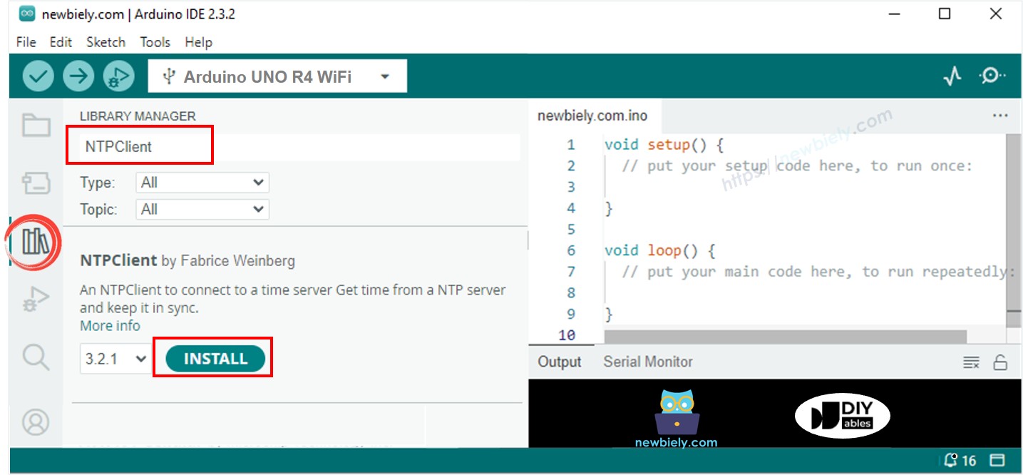 Bibliothèque NTPClient pour Arduino UNO R4