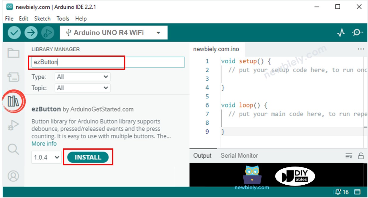 Bibliothèque de boutons pour Arduino UNO R4