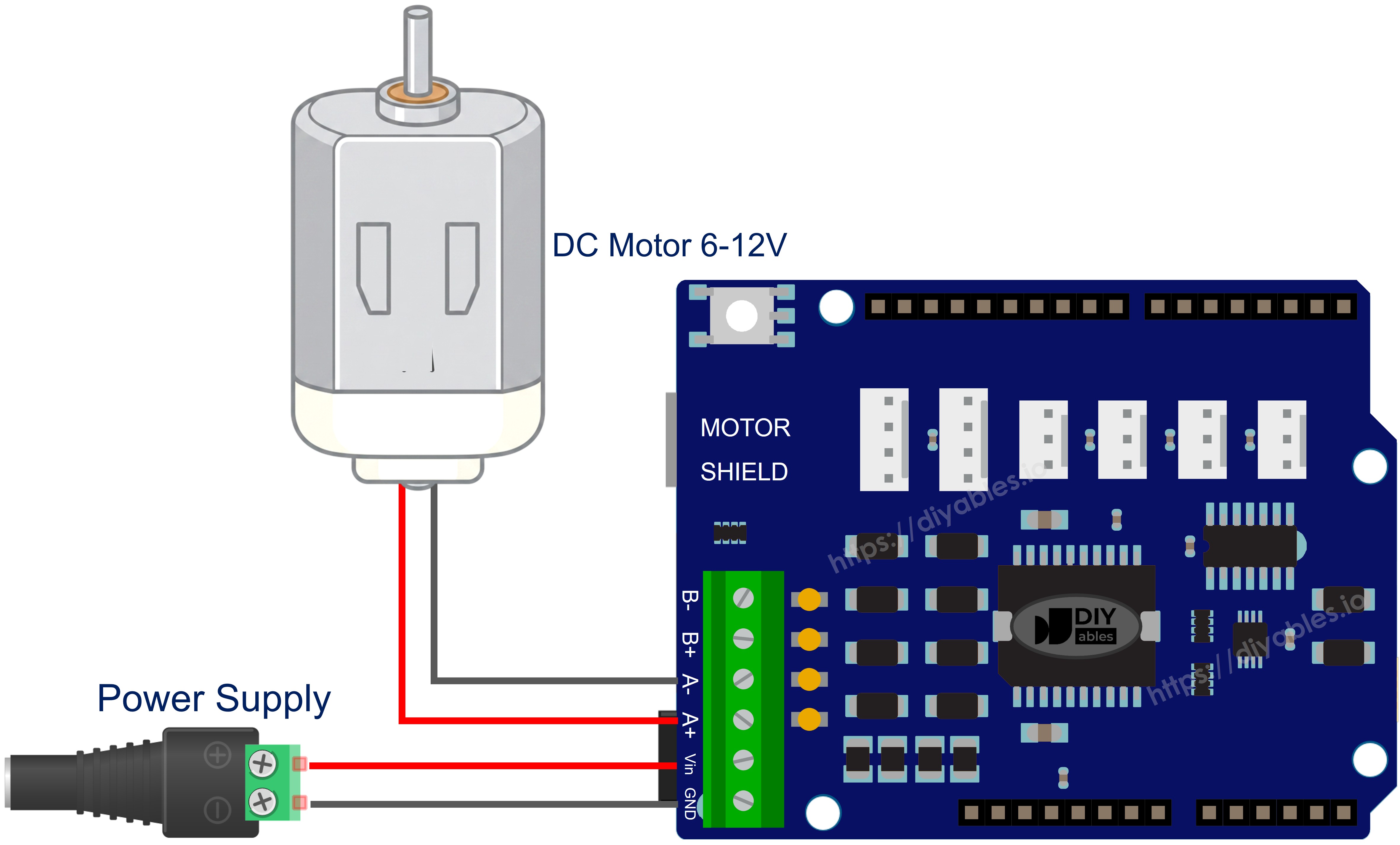 Arduino Uno R4 DC Motor Shield wiring diagram