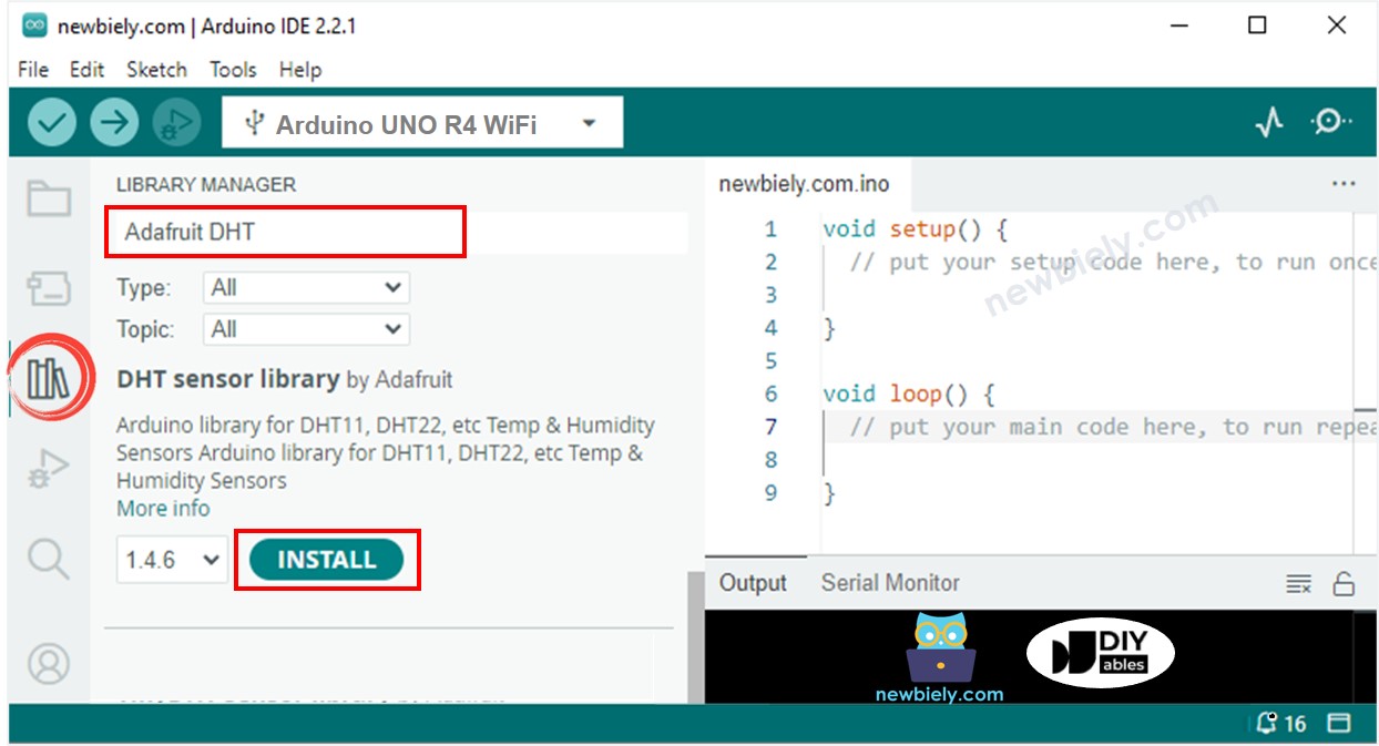Bibliothèque du capteur DHT pour Arduino UNO R4