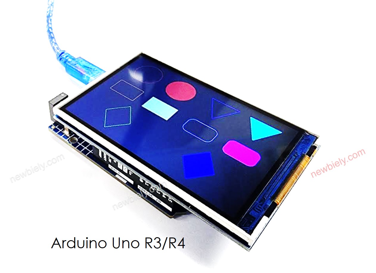 L'Arduino UNO R4 dessine des formes sur un écran TFT-LCD