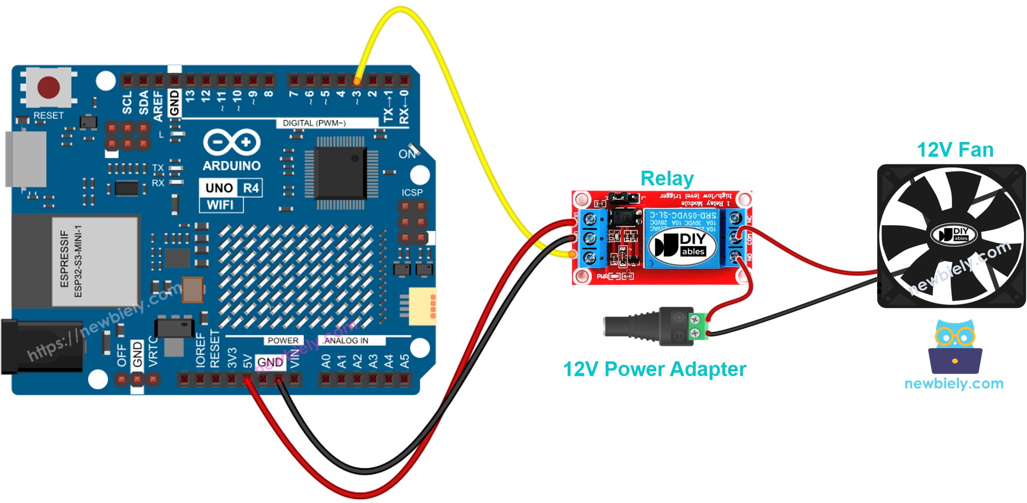 Schéma de câblage du ventilateur Arduino UNO R4