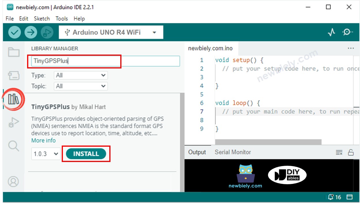 Bibliothèque TinyGPS++ pour Arduino UNO R4