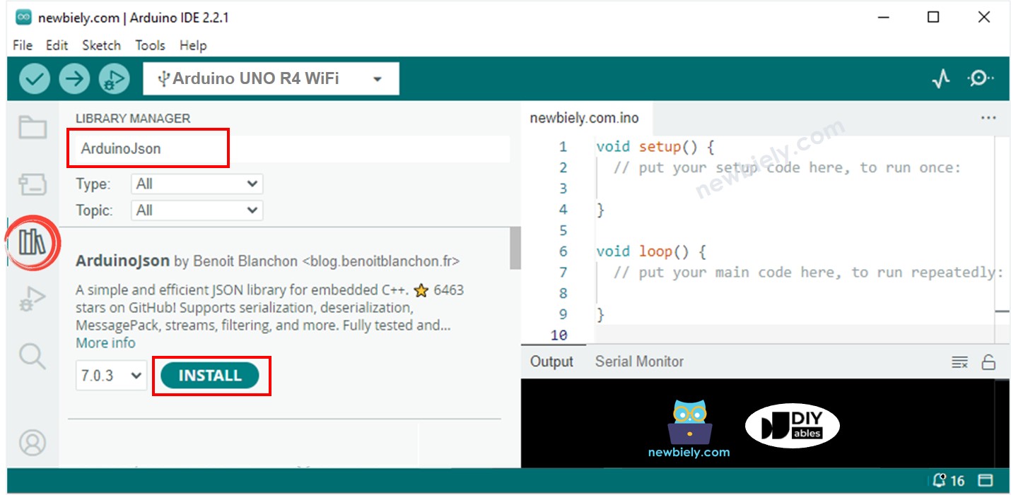 Bibliothèque JSON pour Arduino UNO R4