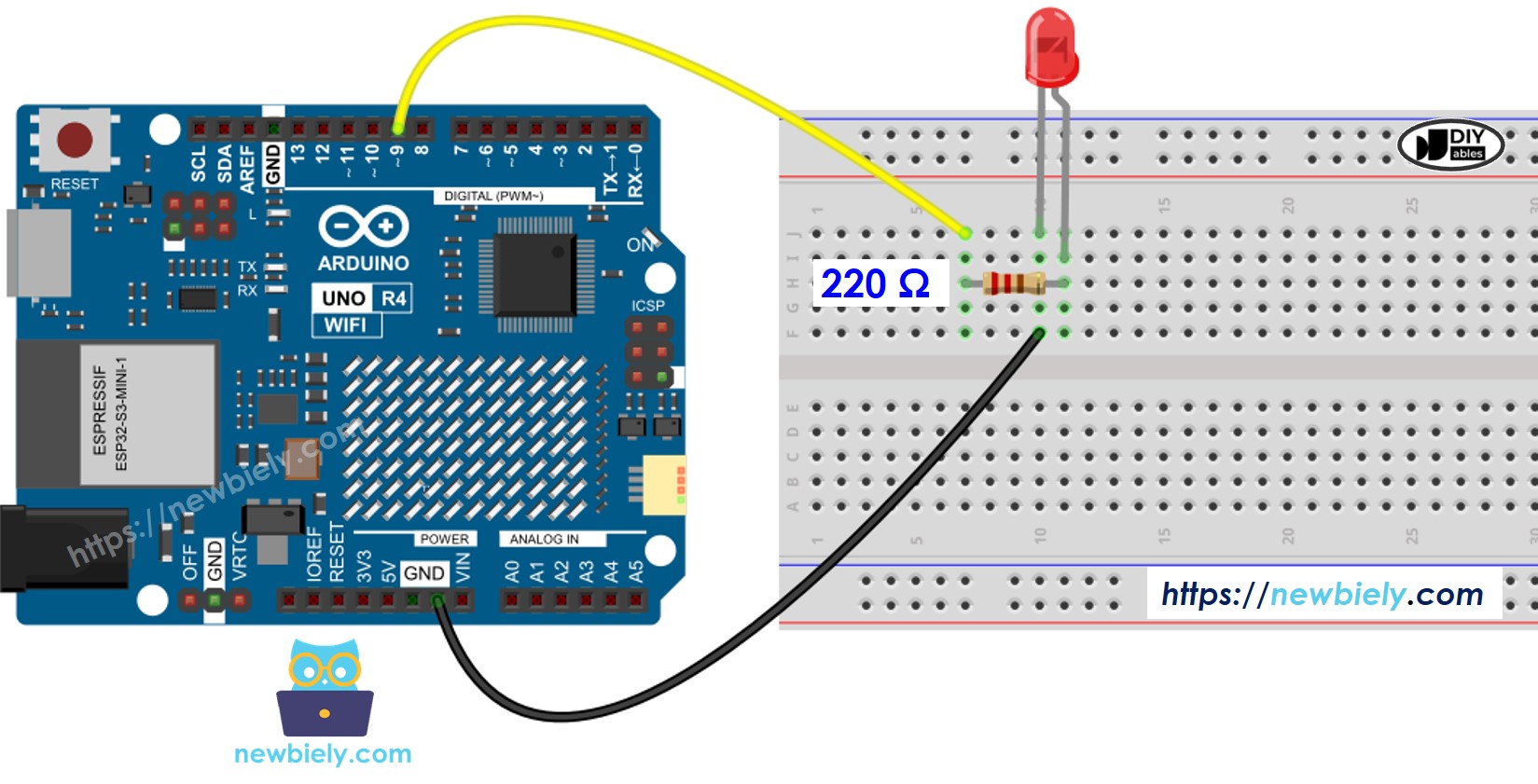Schéma de câblage LED Arduino UNO R4
