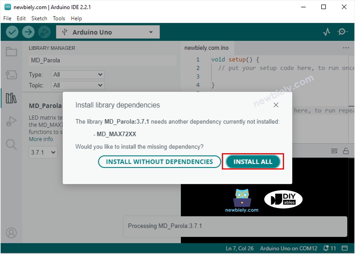Bibliothèque MD_MAX72XX pour Arduino UNO R4