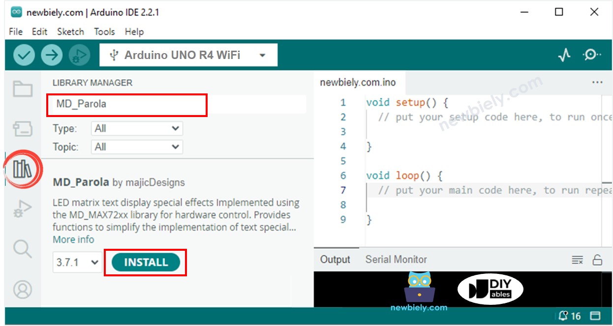 Bibliothèque Arduino UNO R4 MD_Parola