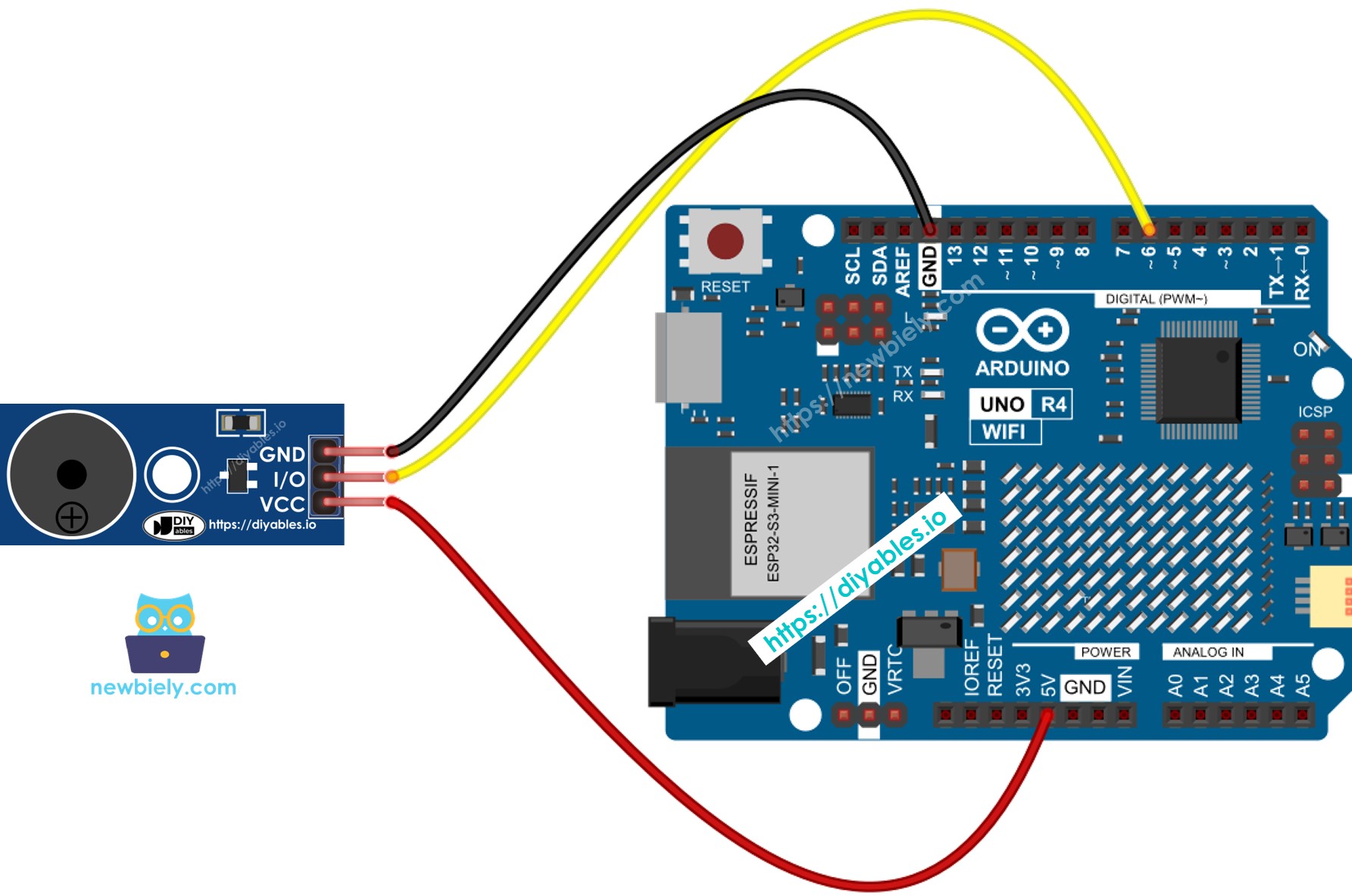 Schéma de câblage du module buzzer Arduino UNO R4