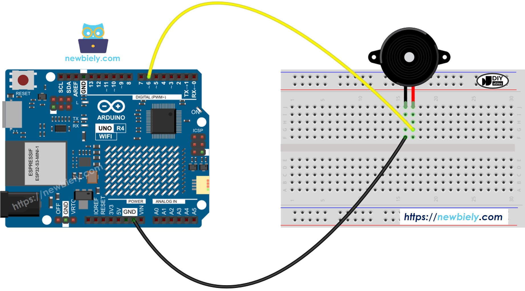 Schéma de câblage du buzzer Arduino UNO R4