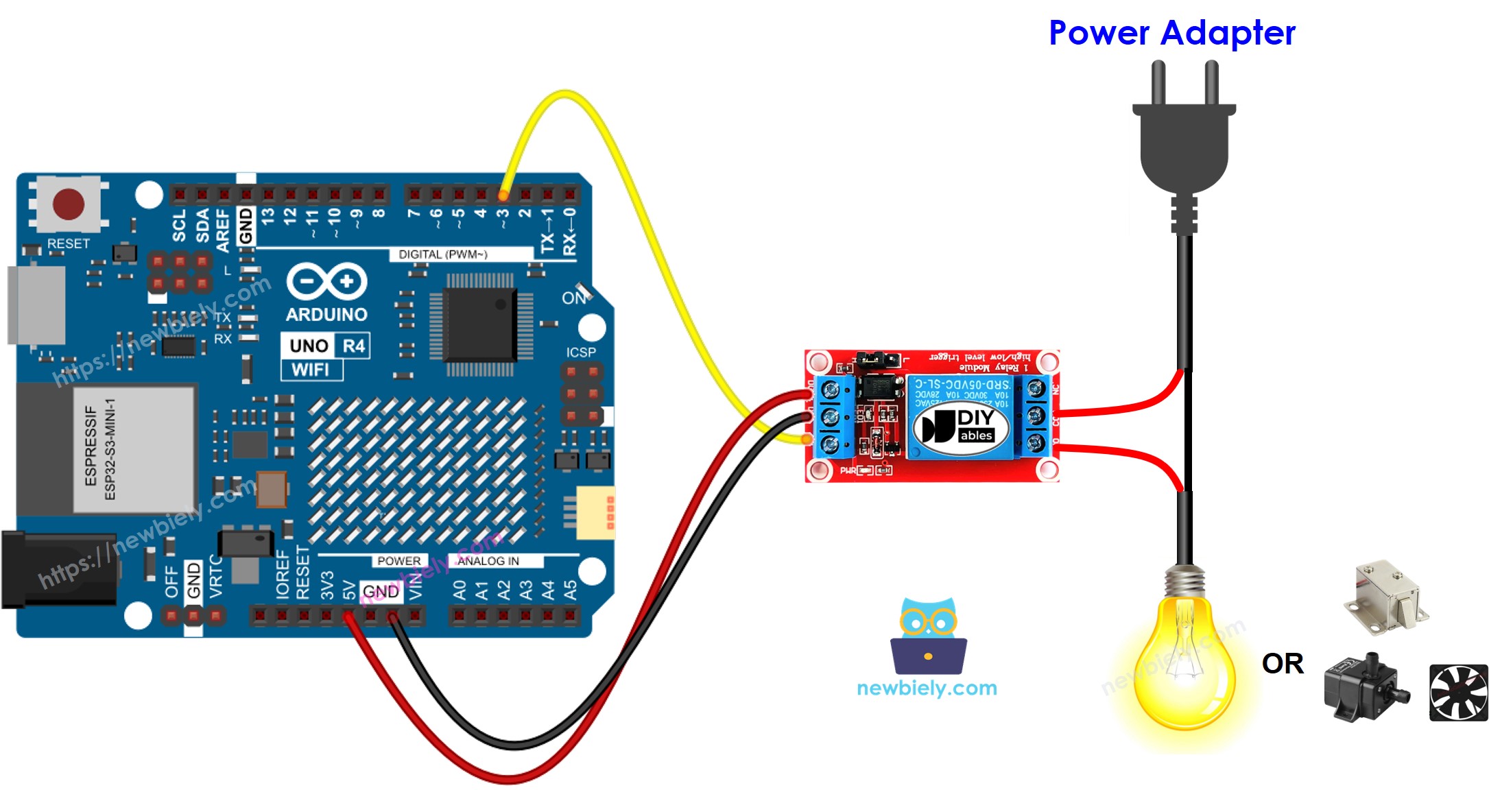 Schéma de câblage du relais Arduino UNO R4