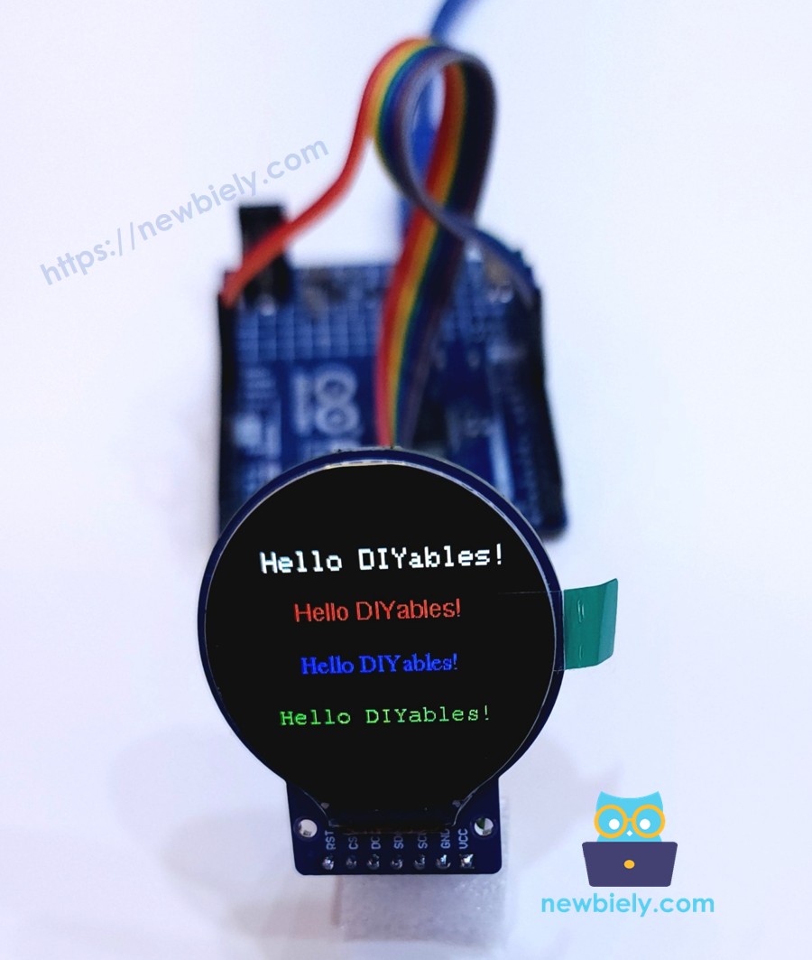 Arduino UNO R4 écran circulaire TFT LCD police externe