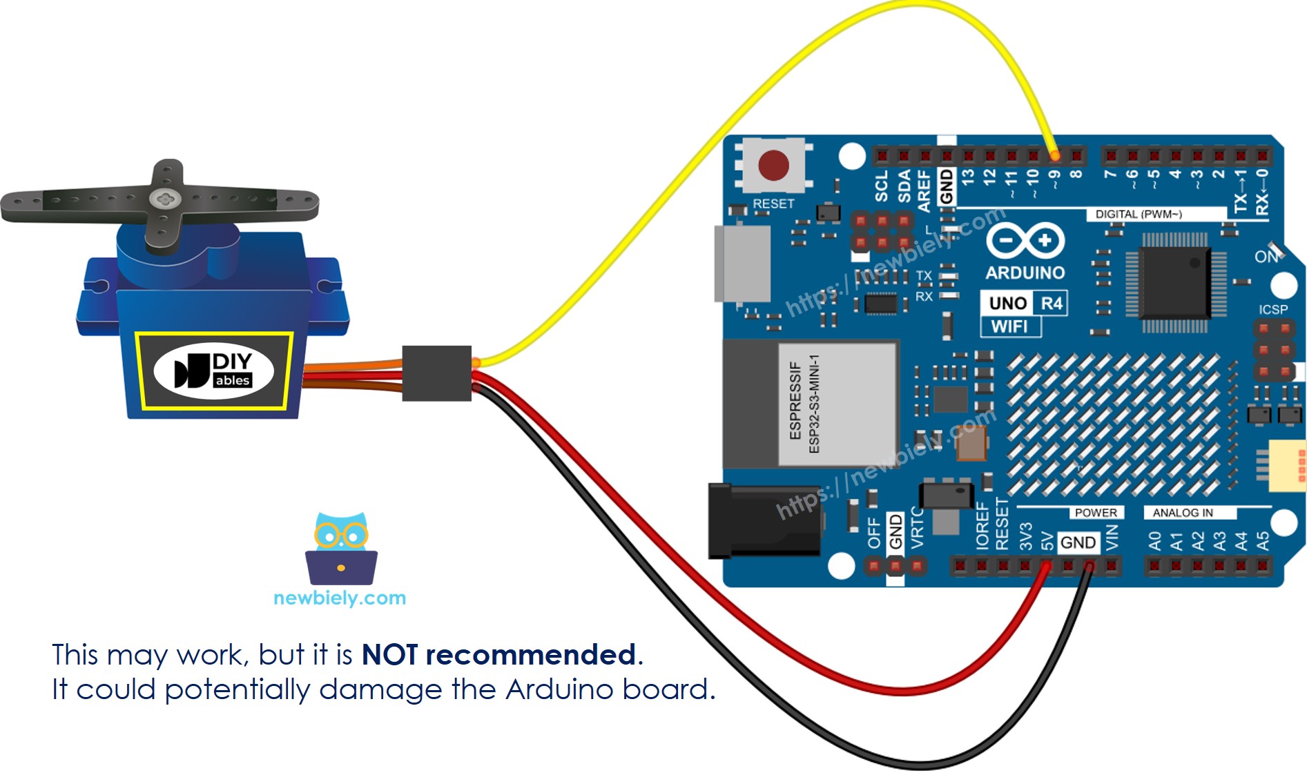 Schéma de câblage du servomoteur pour Arduino UNO R4