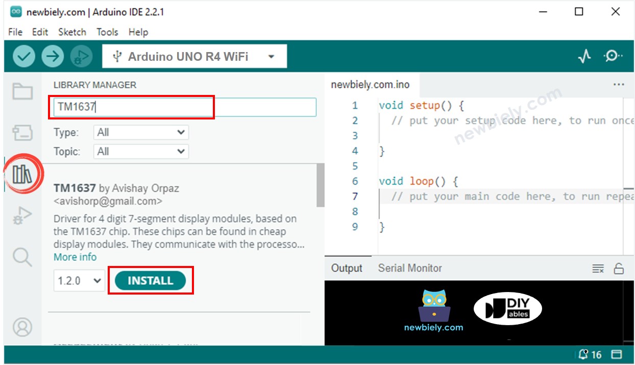 Bibliothèque d'affichage TM1637 à 4 chiffres à 7 segments pour Arduino UNO R4
